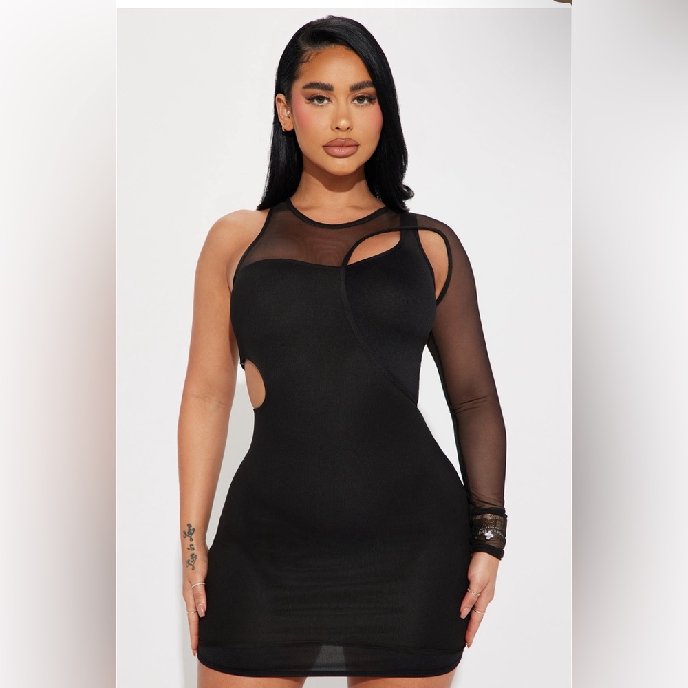 Cutout One Sleeve Mini Dress